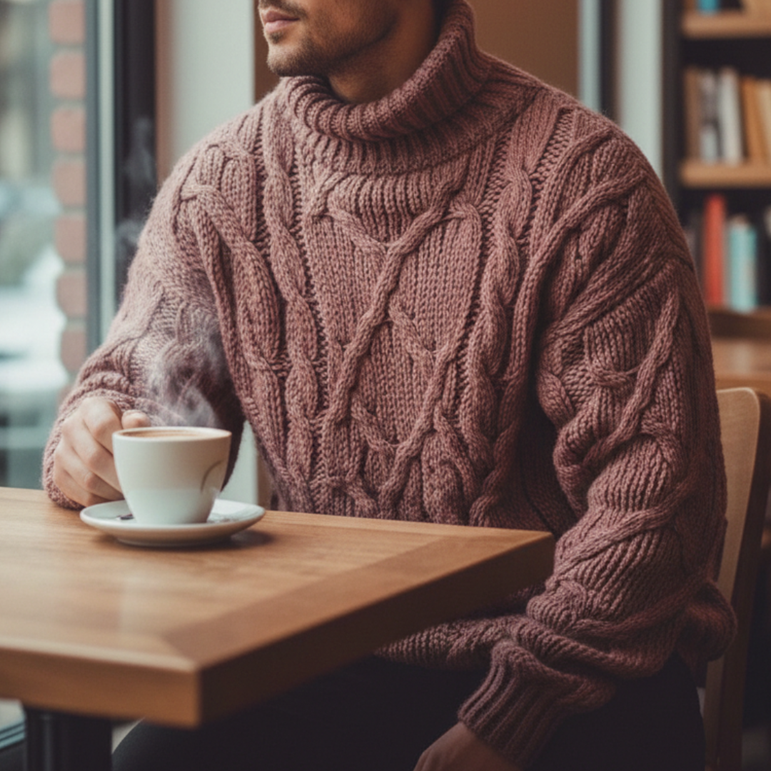 Leo Oversized Turtleneck Sweater | Cable-Knit Pullover Sweater