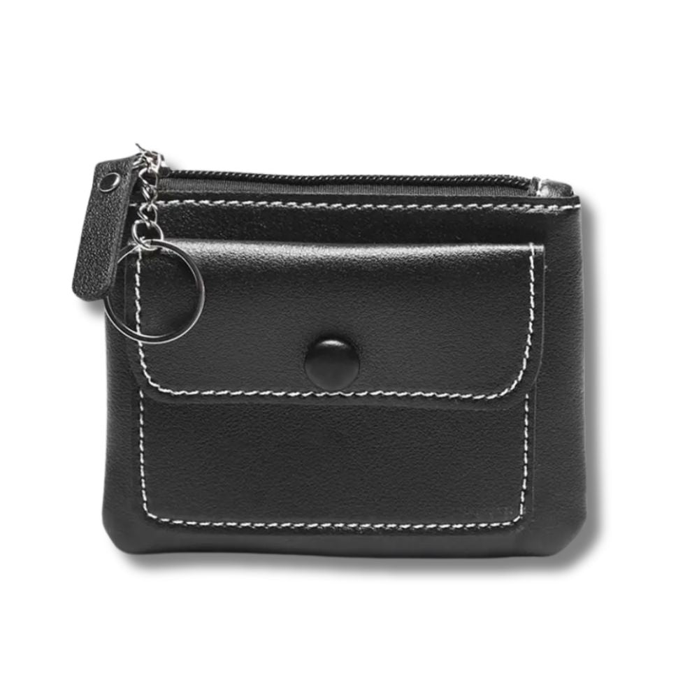 Wallet - Compact Design - PU Leather - Zipper Closure - Key Ring
