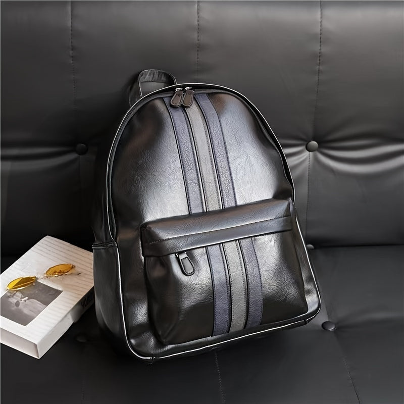 Unisex Backpack – Faux Leather – Structured Design – Front Pocket with Zipper – Adjustable Straps