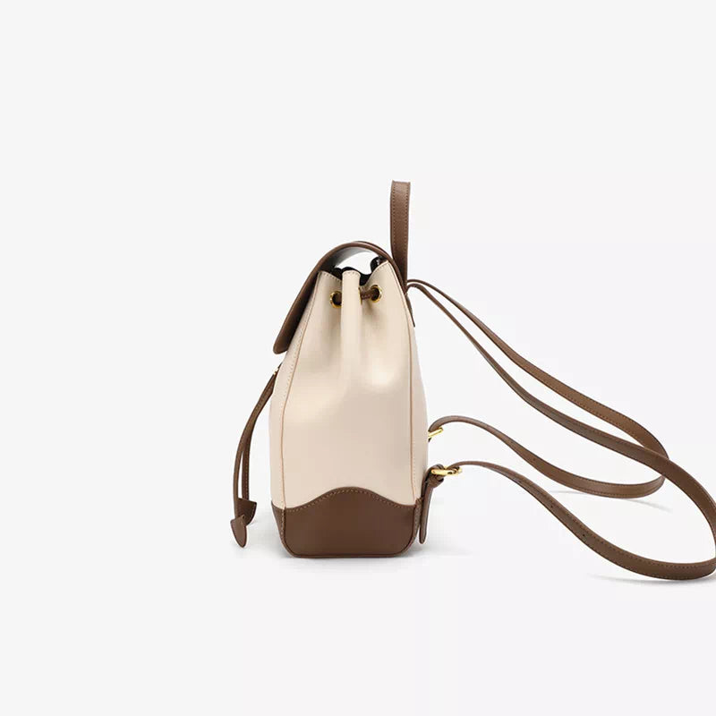 Women's Backpack - Genuine Leather - Adjustable Shoulder Straps - Flap Closure with Twist Lock