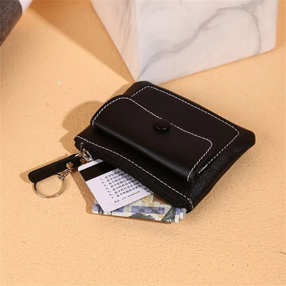 Wallet - Compact Design - PU Leather - Zipper Closure - Key Ring