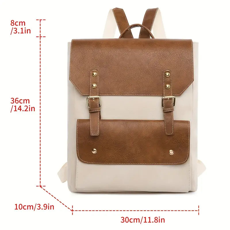 Unisex Backpack – Canvas & Faux Leather – Adjustable Shoulder Straps – Buckle Closure – Lightweight