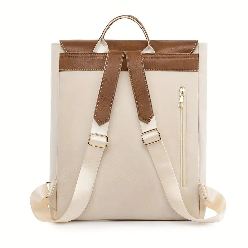 Unisex Backpack – Canvas & Faux Leather – Adjustable Shoulder Straps – Buckle Closure – Lightweight