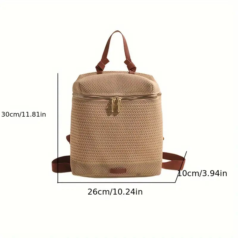 Women's Backpack – Woven Texture – Adjustable Straps – Zipper Closure – Fashionable Design