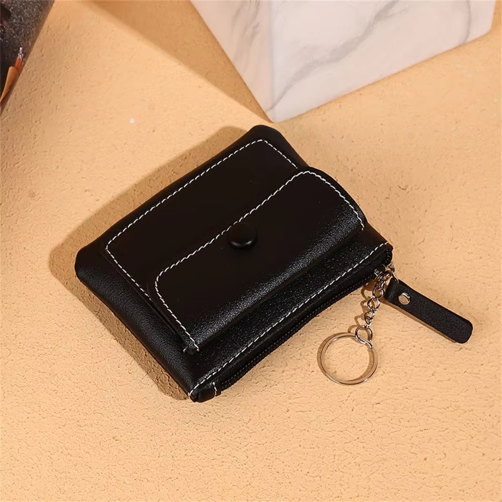 Wallet - Compact Design - PU Leather - Zipper Closure - Key Ring