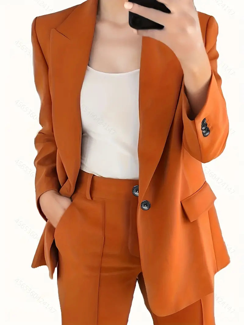 Women's Blazer and Pants Set – Tailored Fit – Straight Legs – Classic Design