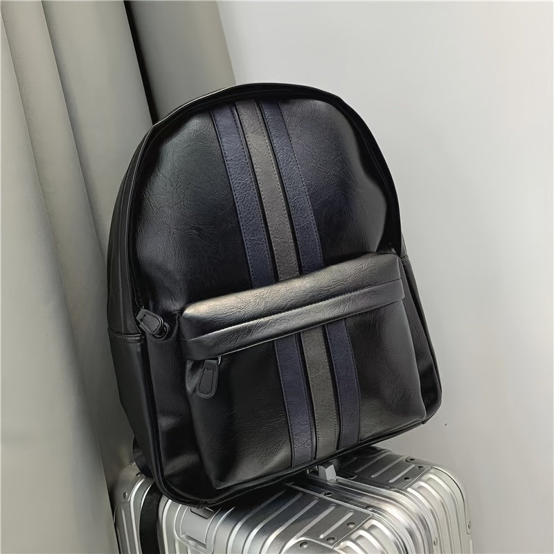 Unisex Backpack – Faux Leather – Structured Design – Front Pocket with Zipper – Adjustable Straps