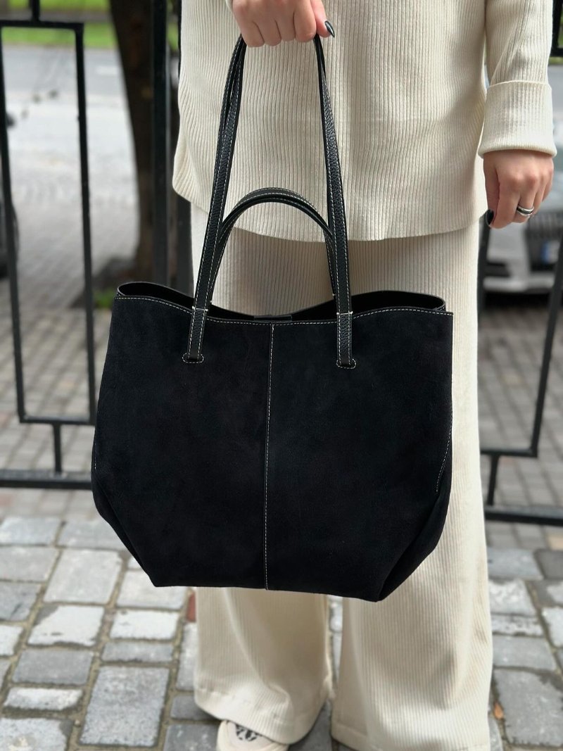 Women's Tote Bag – Suede Leather – Spacious Design – Minimalist – Shoulder Model