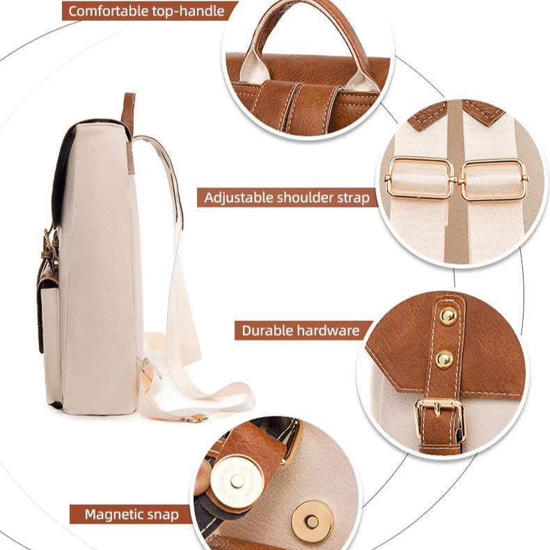 Unisex Backpack – Canvas & Faux Leather – Adjustable Shoulder Straps – Buckle Closure – Lightweight