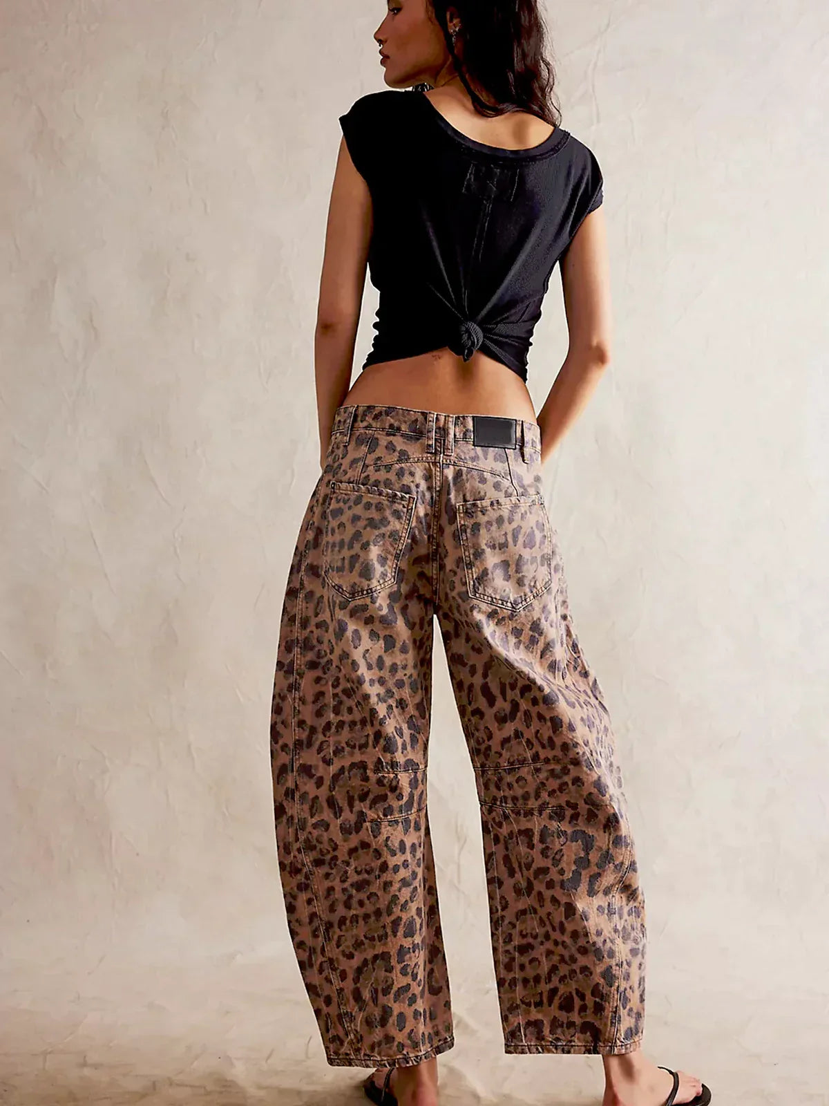 Ladies Pants - Wide Legs - High Waist - Comfortable Fit - Trendy Leopard Print