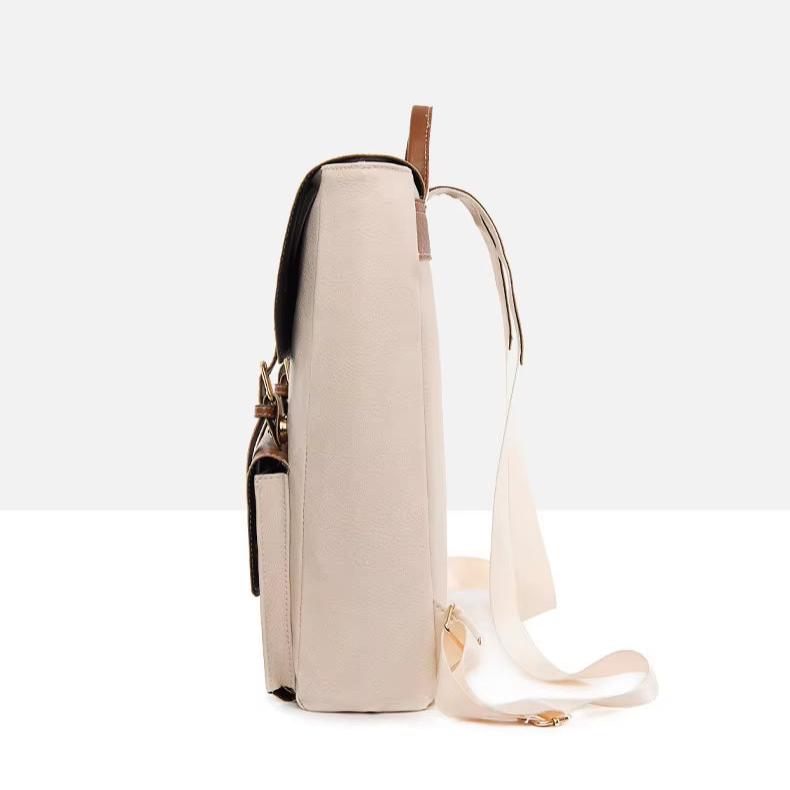 Unisex Backpack – Canvas & Faux Leather – Adjustable Shoulder Straps – Buckle Closure – Lightweight
