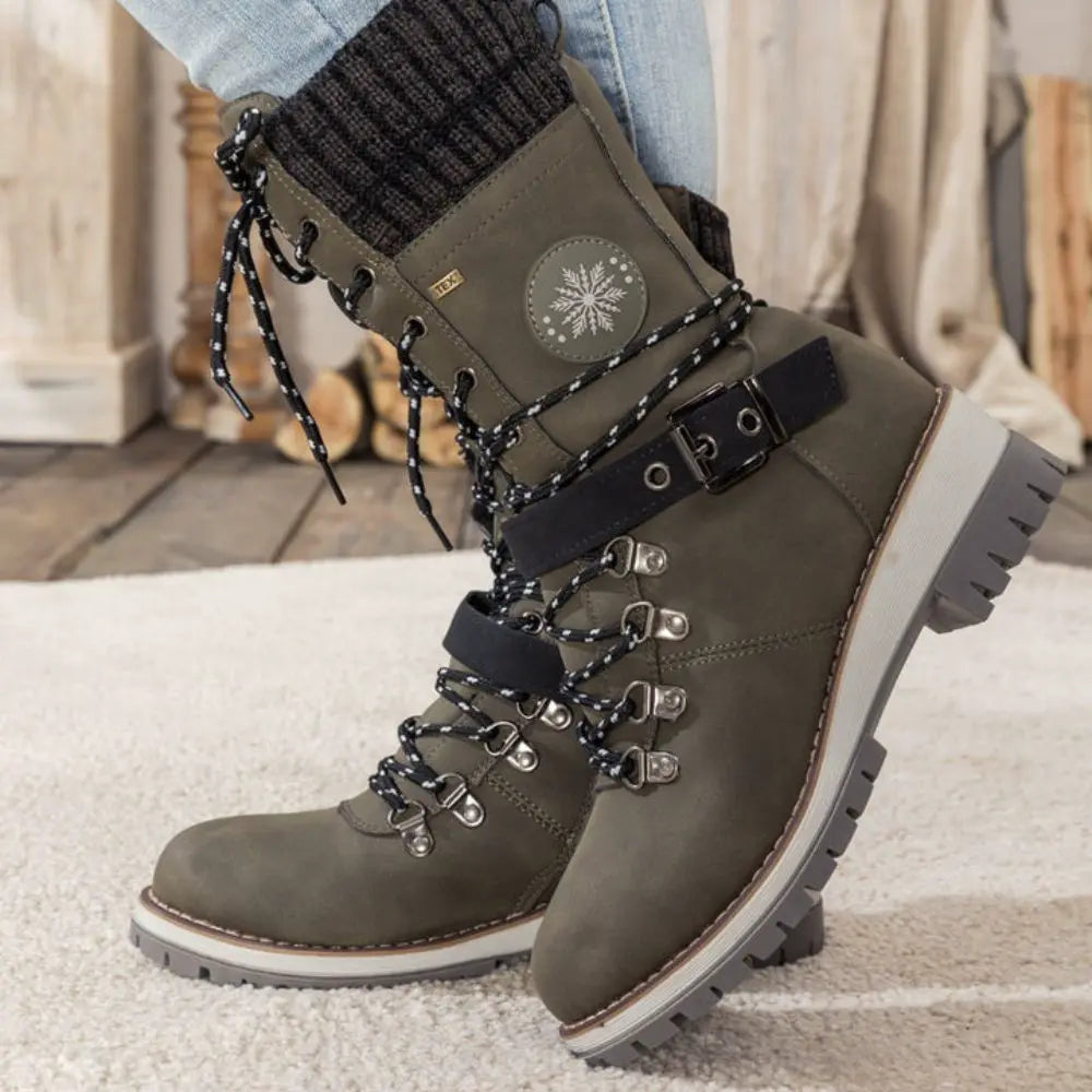 Ladies Boots – Sturdy Fit – Lace-up Closure – Ankle Strap – Grip Sole