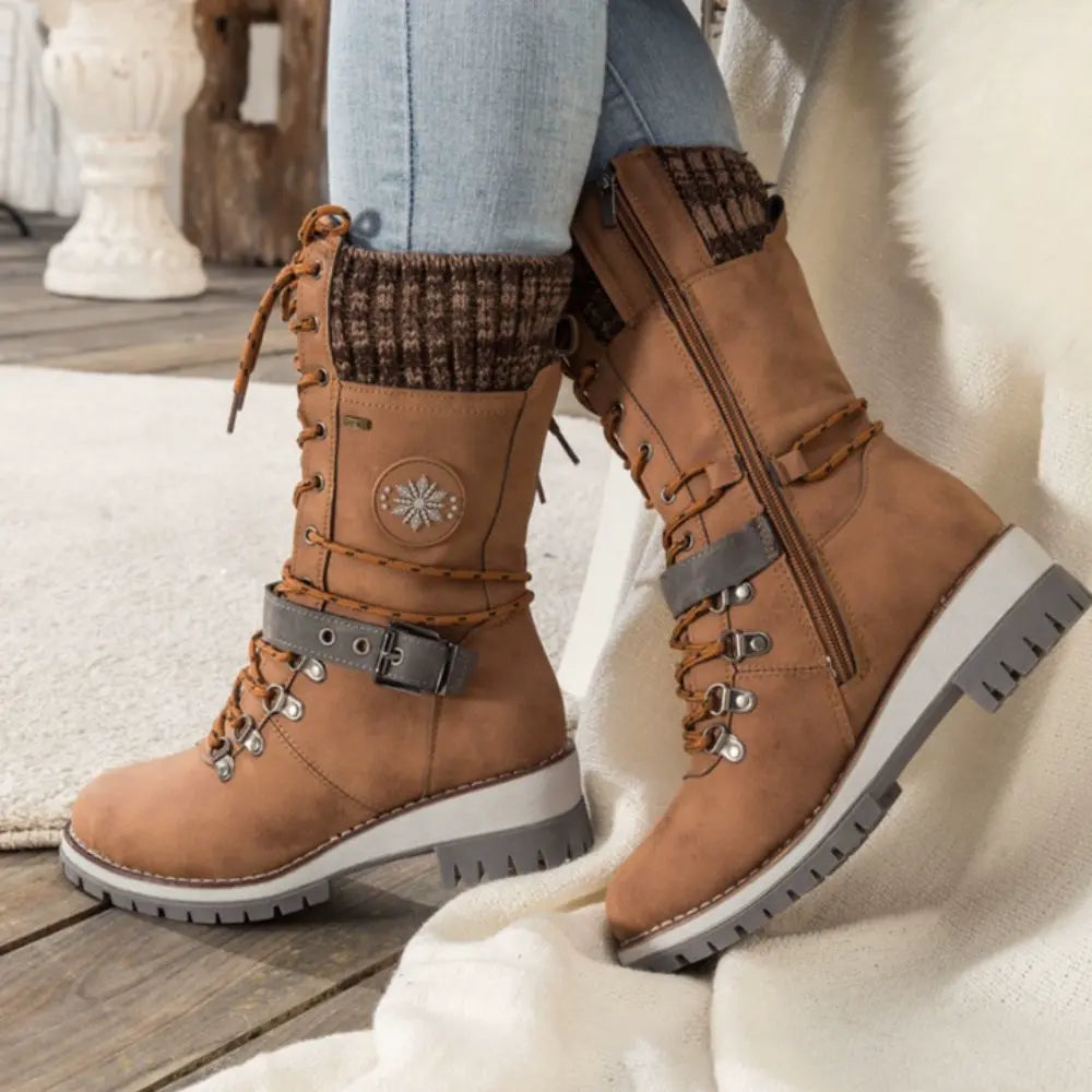 Ladies Boots – Sturdy Fit – Lace-up Closure – Ankle Strap – Grip Sole