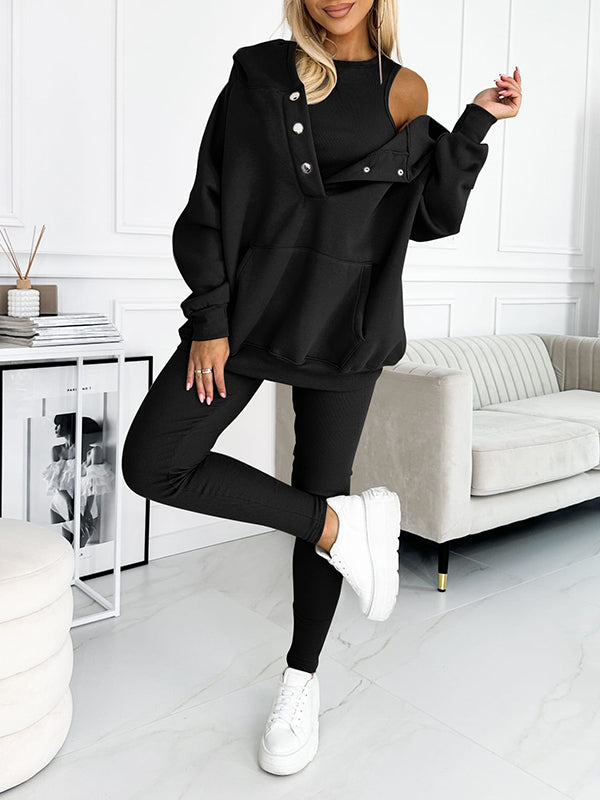 Women's Loungewear Set – Relax Fit Hoodie with Hood – High Waist Legging – Comfort Wear