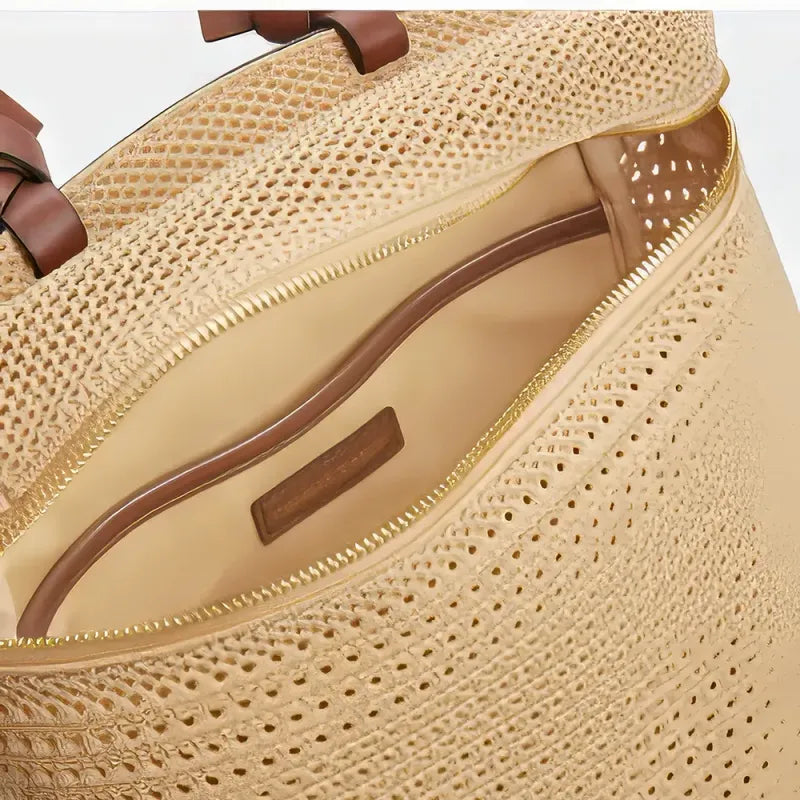 Women's Backpack – Woven Texture – Adjustable Straps – Zipper Closure – Fashionable Design