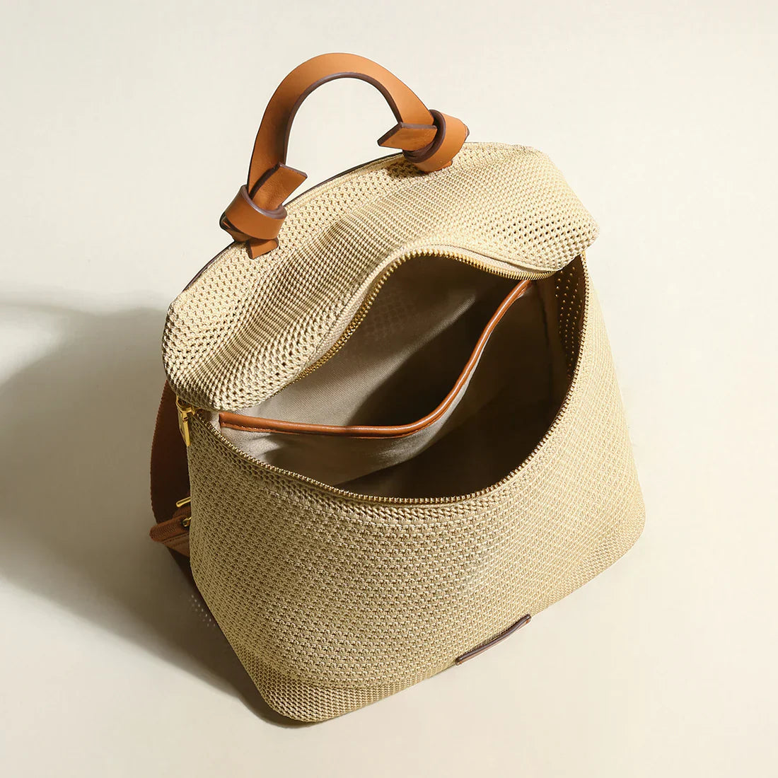 Women's Backpack – Woven Texture – Adjustable Straps – Zipper Closure – Fashionable Design