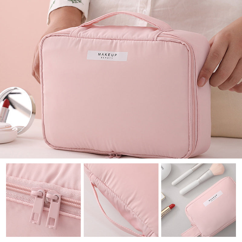 Ladies Cosmetics Bag – Compact Design – Handle – Lightweight – Zipper Closure – Travel Bag