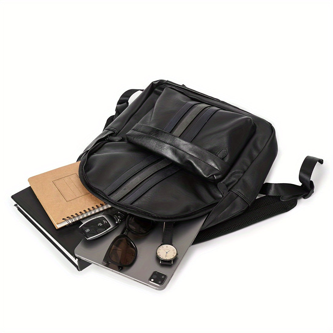 Unisex Backpack – Faux Leather – Structured Design – Front Pocket with Zipper – Adjustable Straps