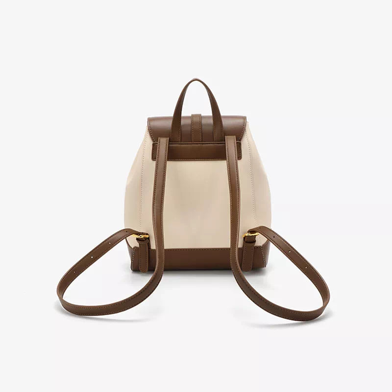 Women's Backpack - Genuine Leather - Adjustable Shoulder Straps - Flap Closure with Twist Lock