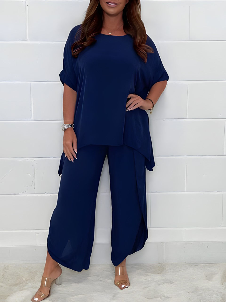 Women's Co-ord Set – Oversized Shirt – Wide Pants – Comfortable Casual Fit