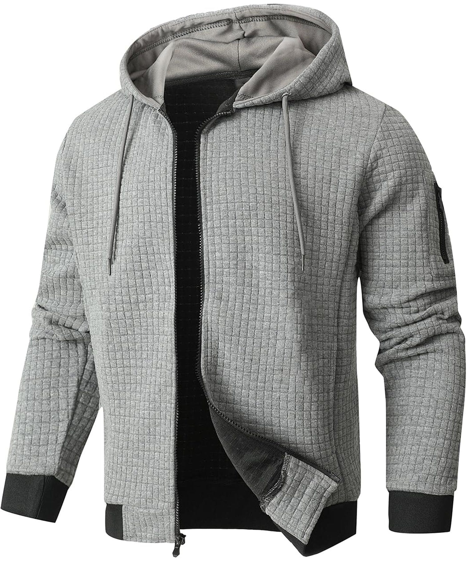 Theodore Quilted Regular Fit Hoodie | Full Zip Hip-Length Hoodie