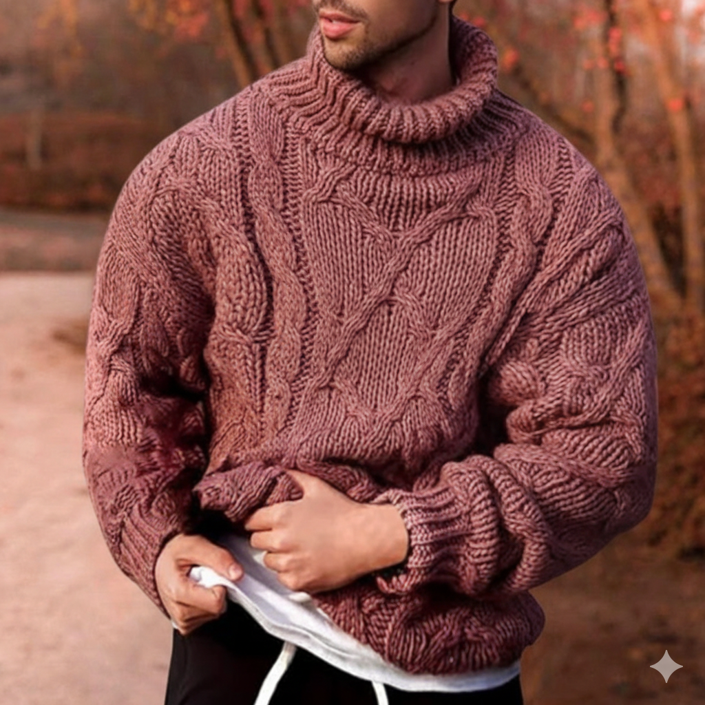 Leo Oversized Turtleneck Sweater | Cable-Knit Pullover Sweater