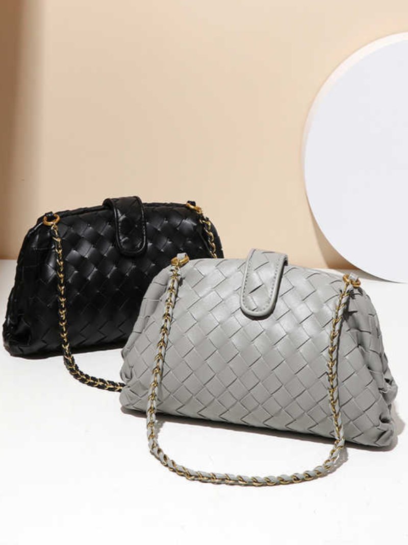 Woven shoulder bag for women - leather and elegant bag