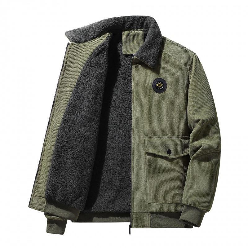 Men's Jacket – Corduroy – Loose Fit – Wool Lining – Buttons – Casual Style
