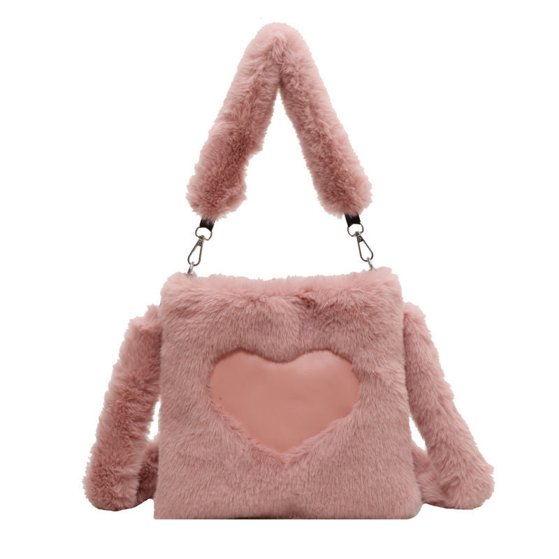Ellie - Fluffy Heart-Shaped Tote Bag