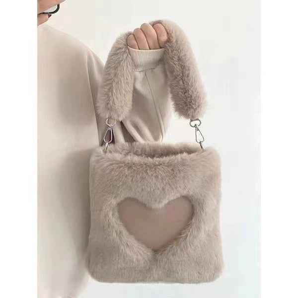 Ellie - Fluffy Heart-Shaped Tote Bag