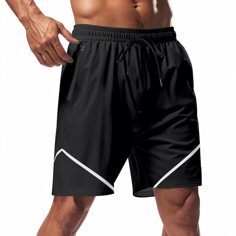 Men's Sport Shorts – Quick-Drying – Loose Fit – Knee-Length – Zipper Pockets – Drawstring