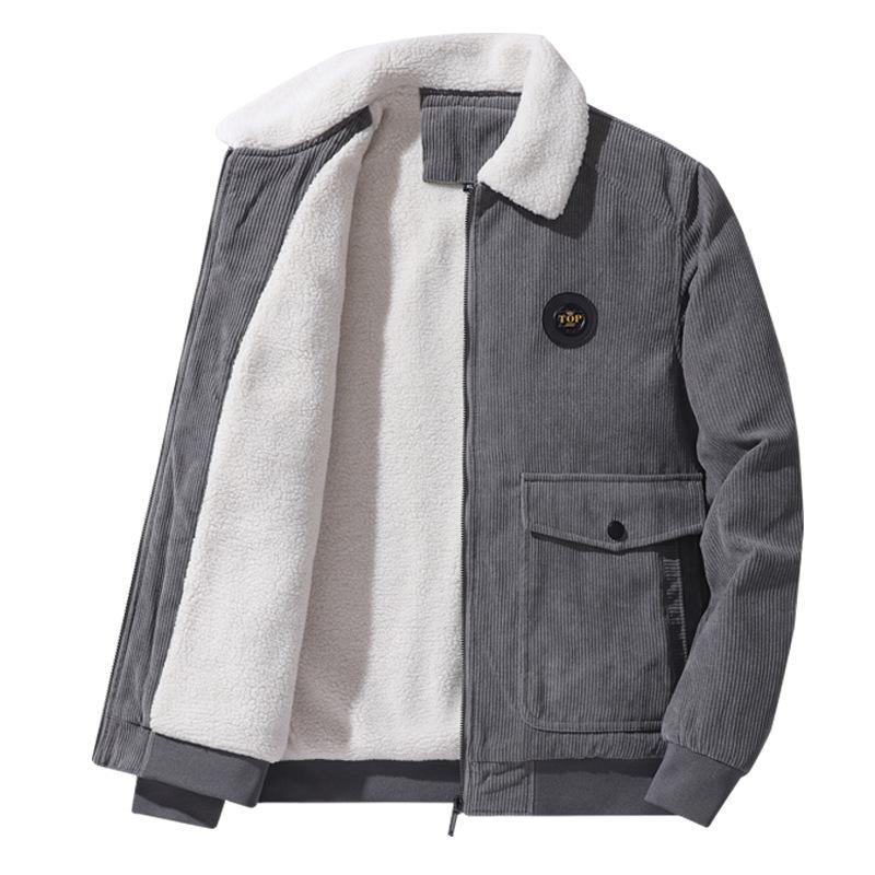 Men's Jacket – Corduroy – Loose Fit – Wool Lining – Buttons – Casual Style