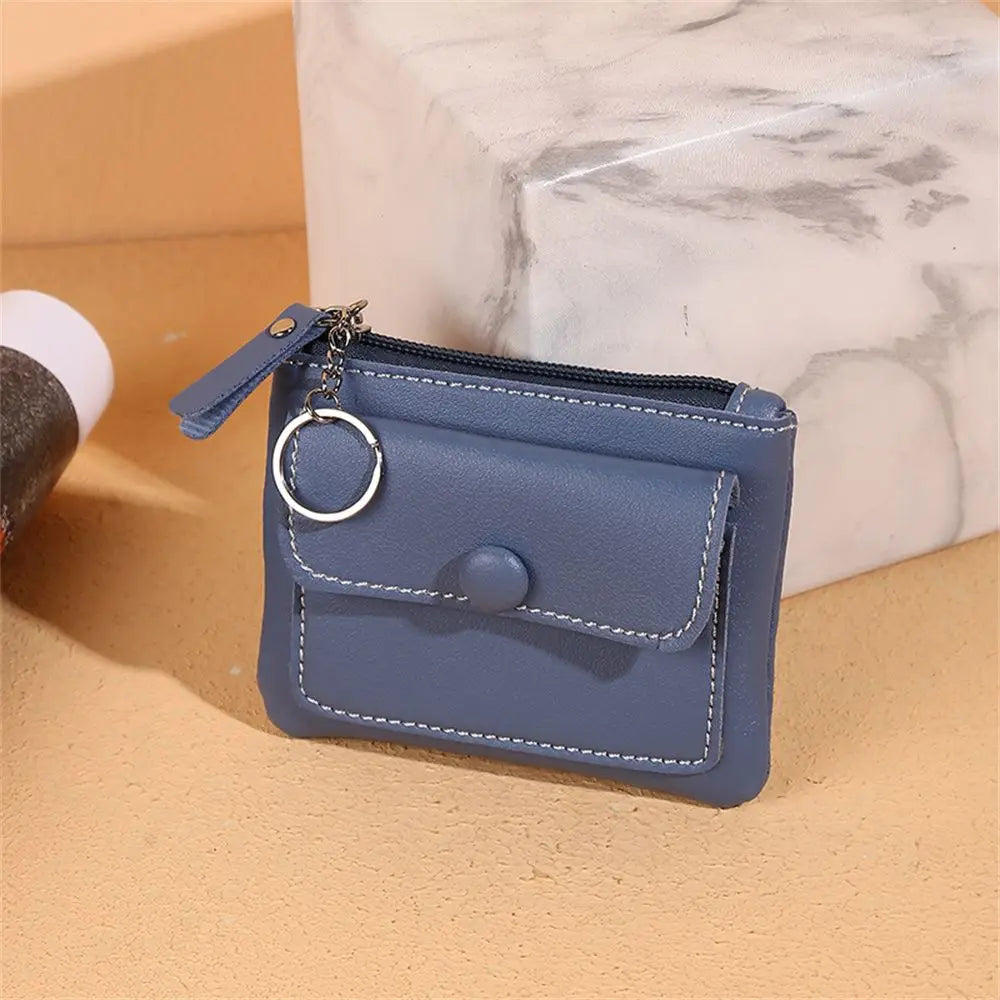 Wallet - Compact Design - PU Leather - Zipper Closure - Key Ring