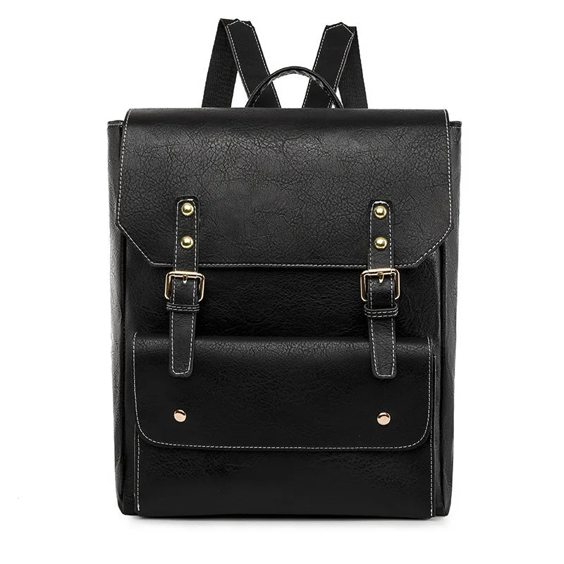 Unisex Backpack – Canvas & Faux Leather – Adjustable Shoulder Straps – Buckle Closure – Lightweight