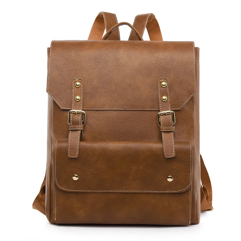Unisex Backpack – Canvas & Faux Leather – Adjustable Shoulder Straps – Buckle Closure – Lightweight