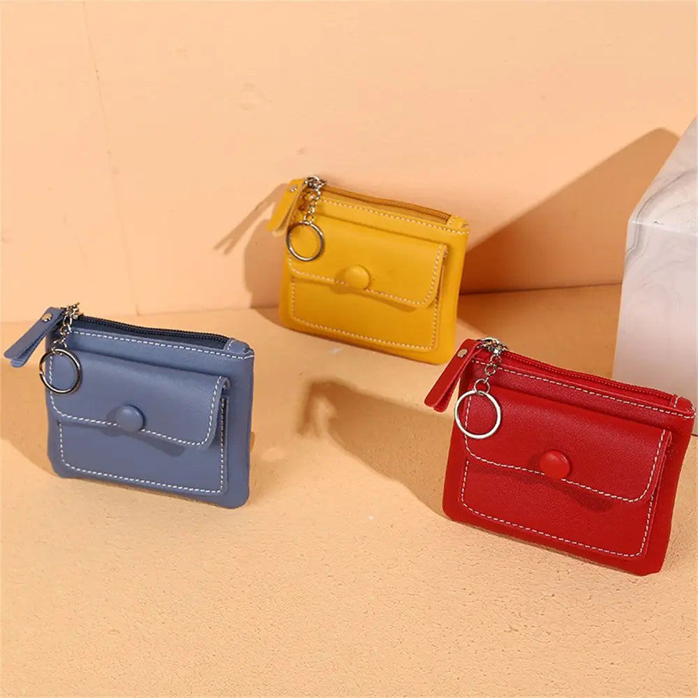 Wallet - Compact Design - PU Leather - Zipper Closure - Key Ring