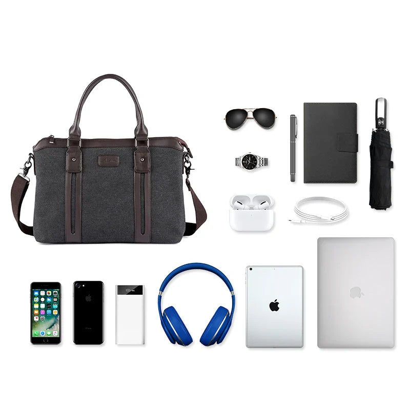 Theodore Shoulder Bag | Leather Trim Zipper Closure Shoulder Bag