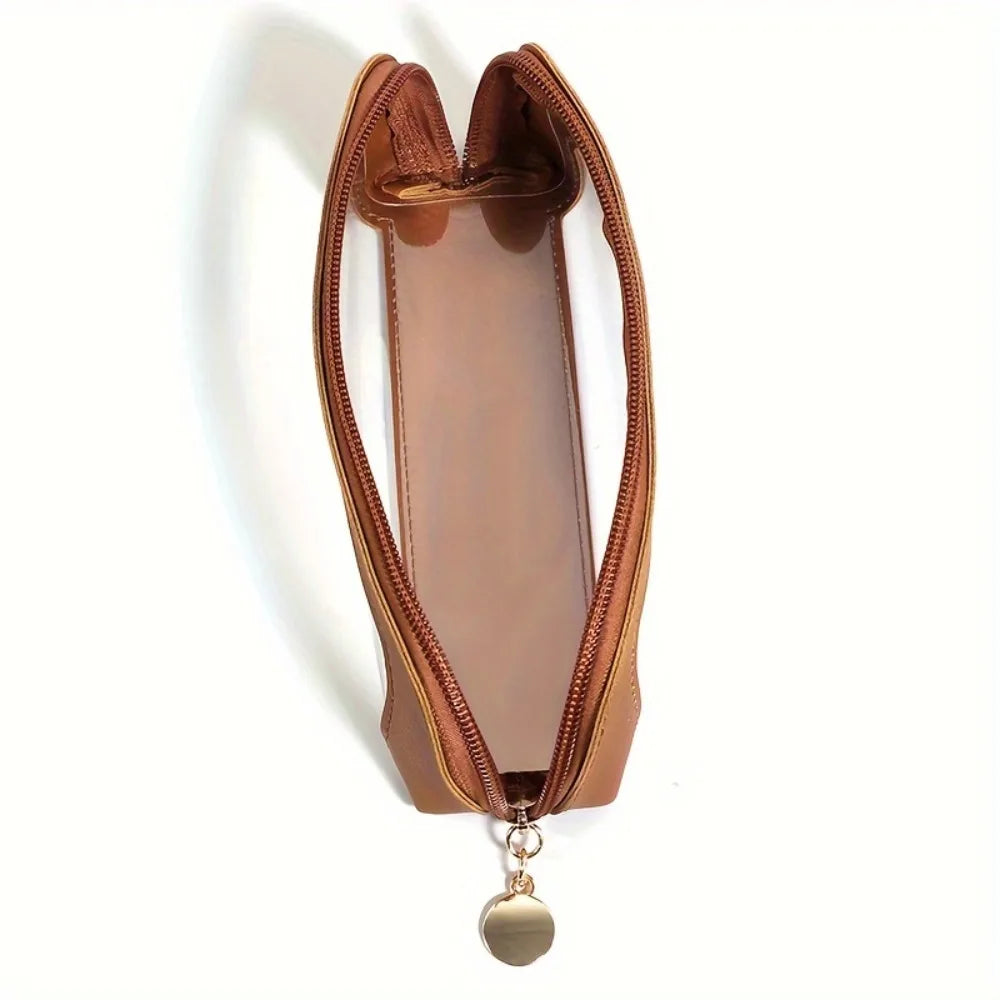Case - Transparent Design - Faux Leather Finish - Zipper Closure - Practical Organizer