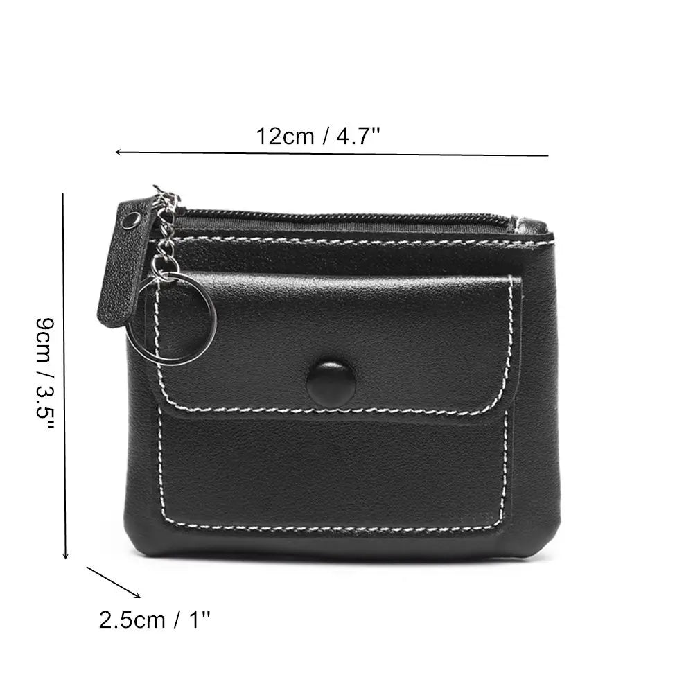 Wallet - Compact Design - PU Leather - Zipper Closure - Key Ring