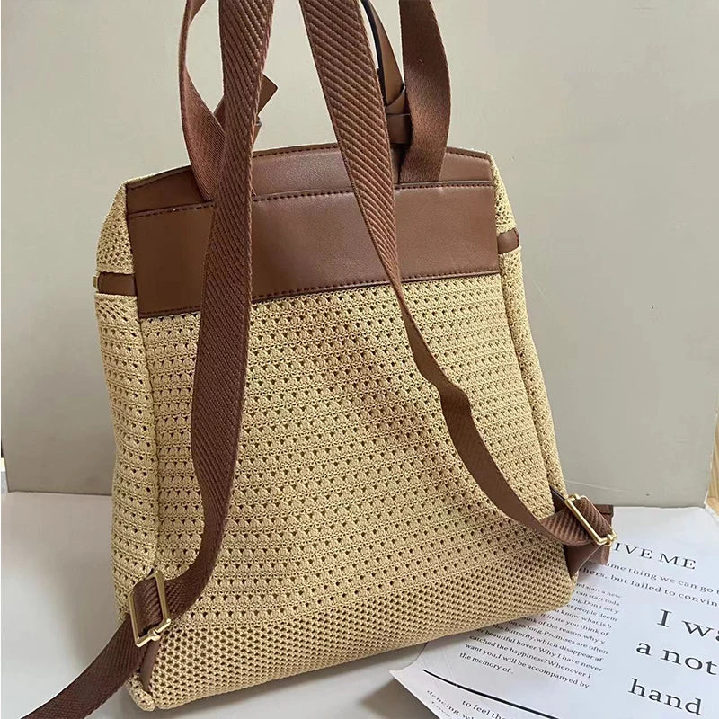 Women's Backpack – Woven Texture – Adjustable Straps – Zipper Closure – Fashionable Design