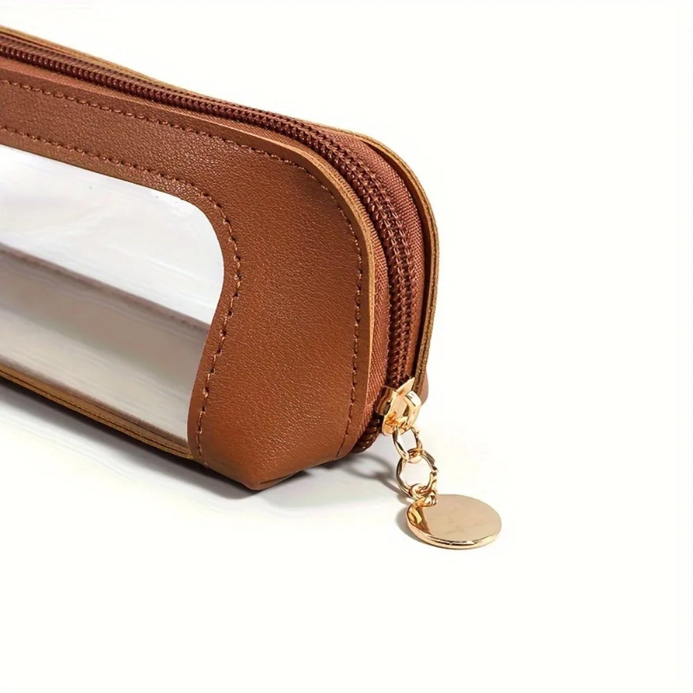 Case - Transparent Design - Faux Leather Finish - Zipper Closure - Practical Organizer