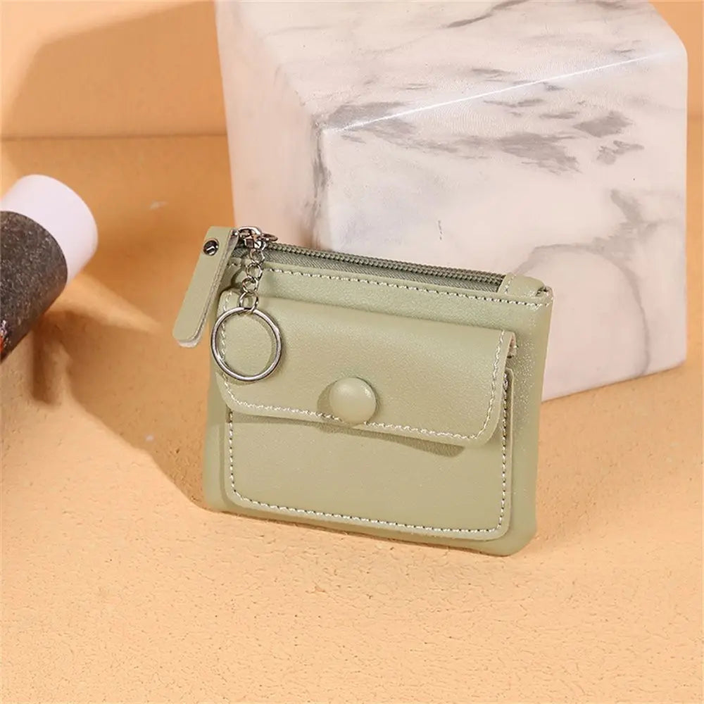 Wallet - Compact Design - PU Leather - Zipper Closure - Key Ring
