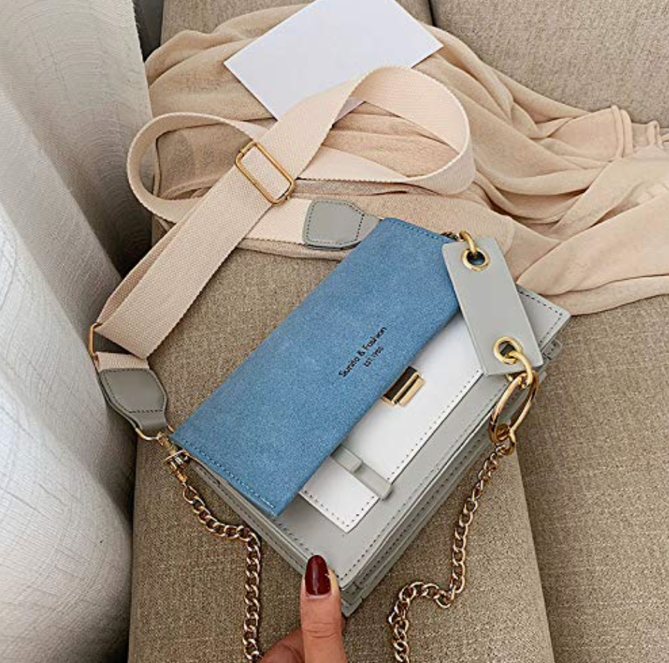 Ladies Crossbody Bag - Structured Design - Adjustable Strap - Gold-Colored Closure