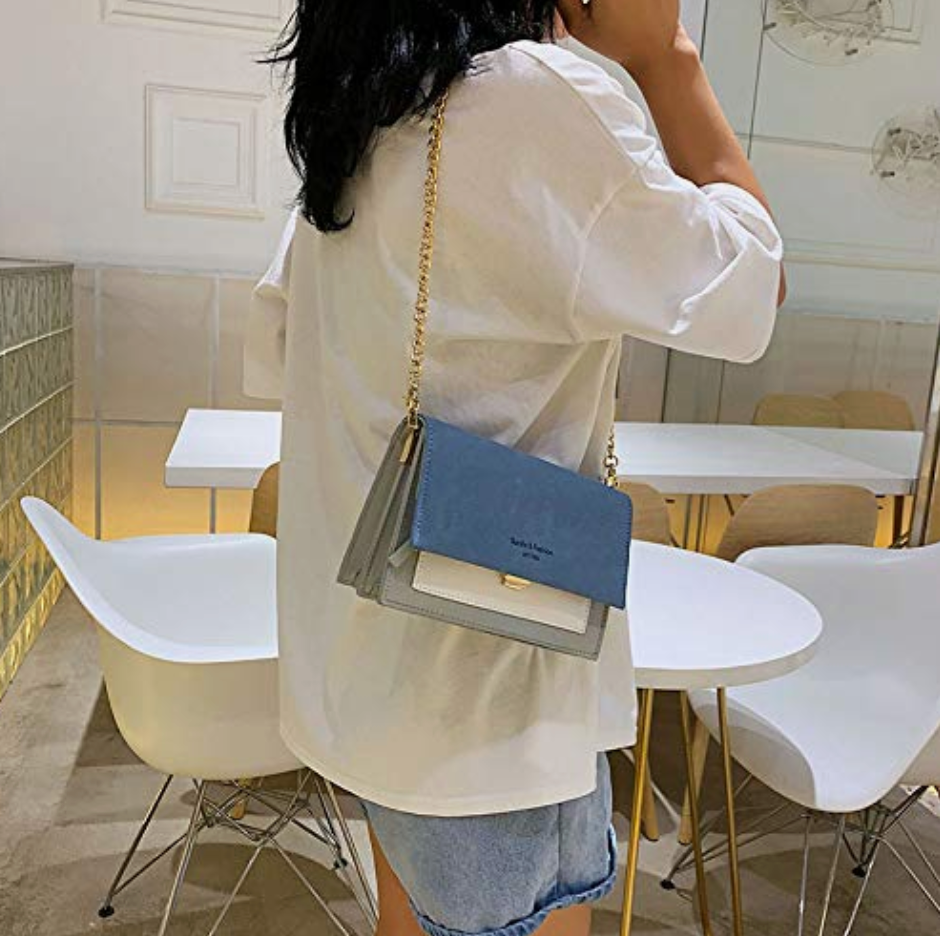 Ladies Crossbody Bag - Structured Design - Adjustable Strap - Gold-Colored Closure