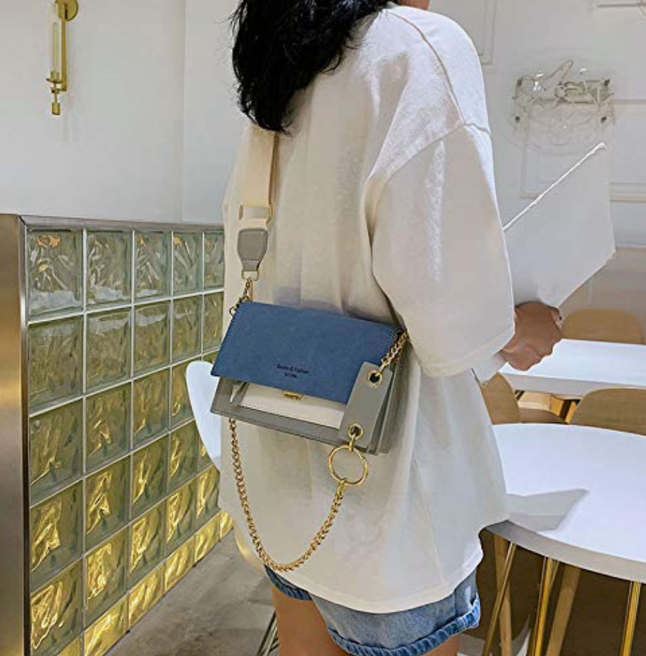Ladies Crossbody Bag - Structured Design - Adjustable Strap - Gold-Colored Closure
