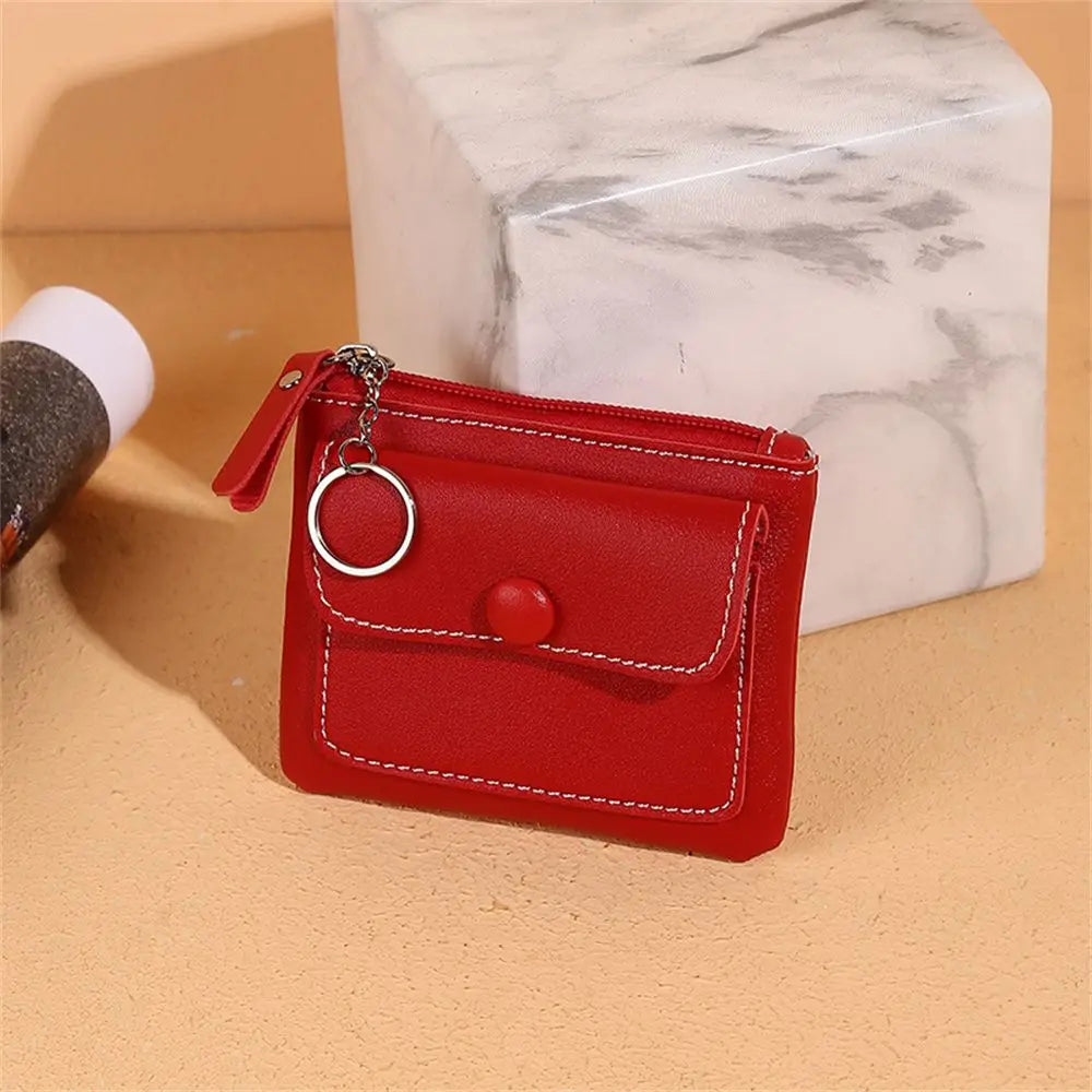 Wallet - Compact Design - PU Leather - Zipper Closure - Key Ring