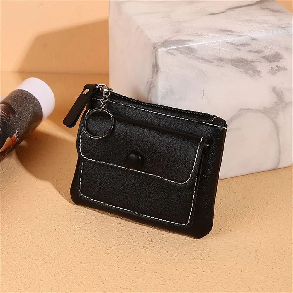 Wallet - Compact Design - PU Leather - Zipper Closure - Key Ring