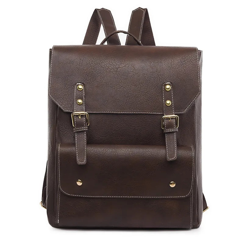 Unisex Backpack – Canvas & Faux Leather – Adjustable Shoulder Straps – Buckle Closure – Lightweight