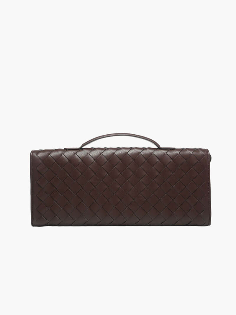 Ladies Clutch Bag - Luxury Woven Design - Flap Closure - Stylish Handle
