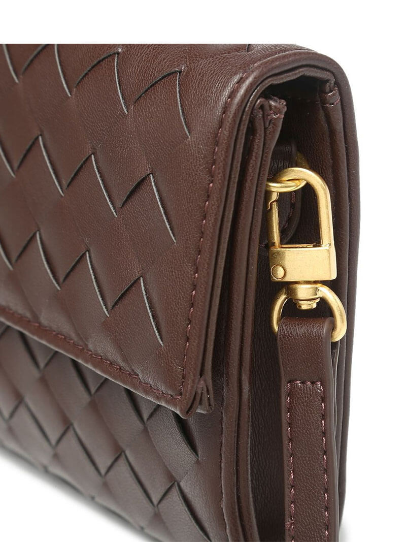 Ladies Clutch Bag - Luxury Woven Design - Flap Closure - Stylish Handle